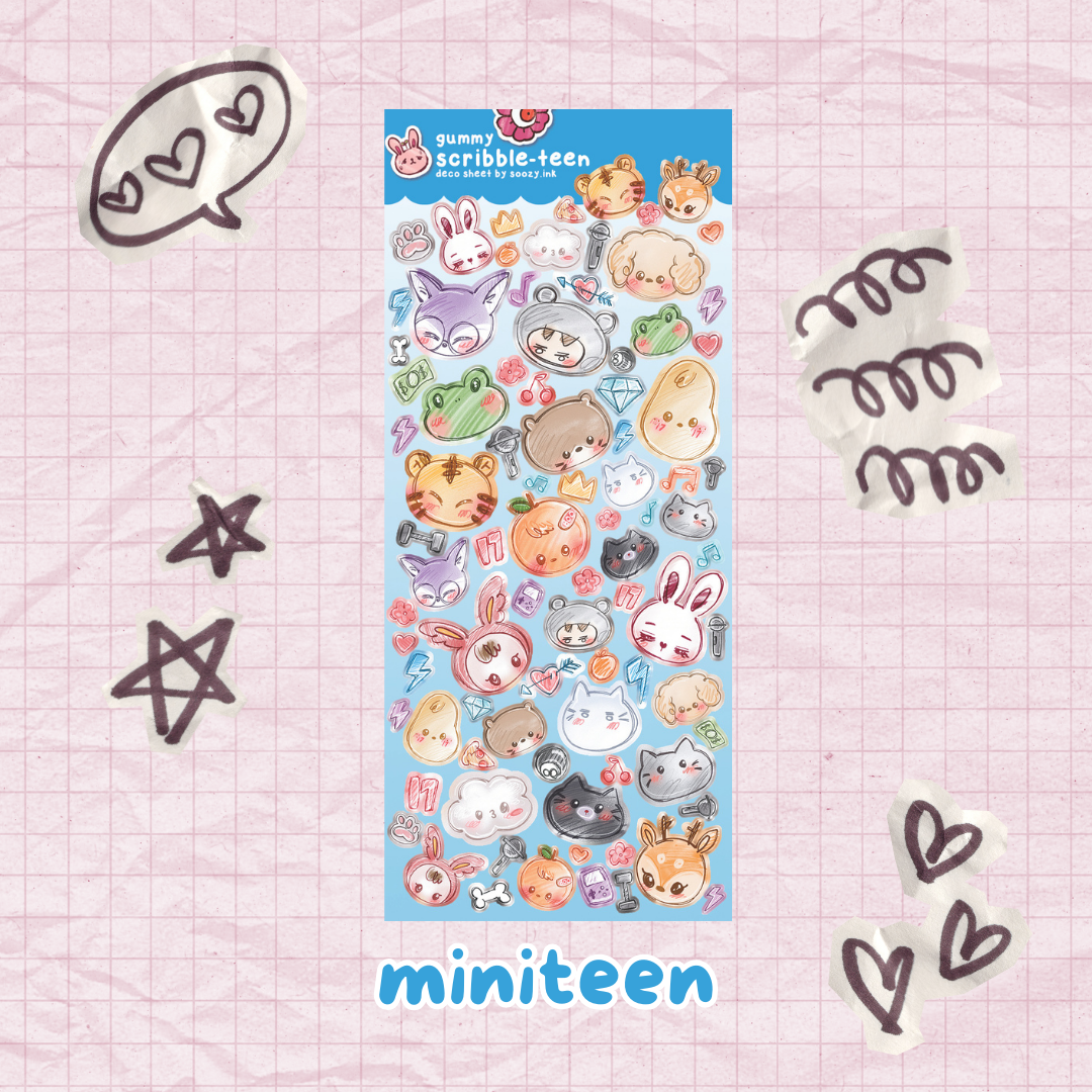 "Scribble Teen" Seventeen KPOP Deco Sticker Sheets