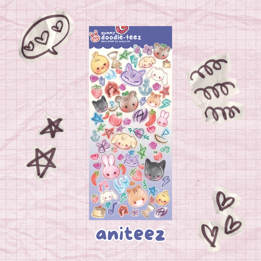 "Doodleteez" ATEEZ KPOP Deco Sticker Sheets