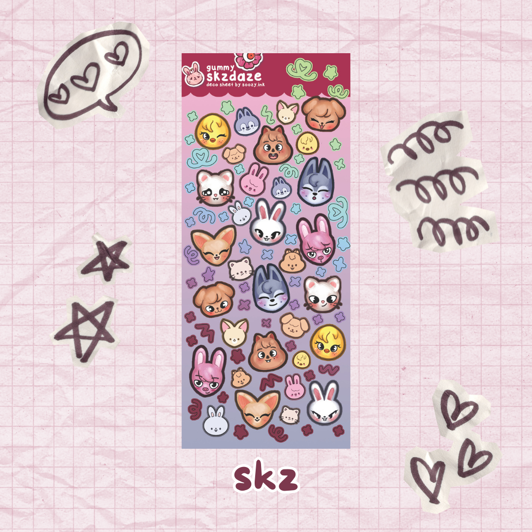 "Skzdaze" Stray Kids SKZOO Deco Sticker Sheets