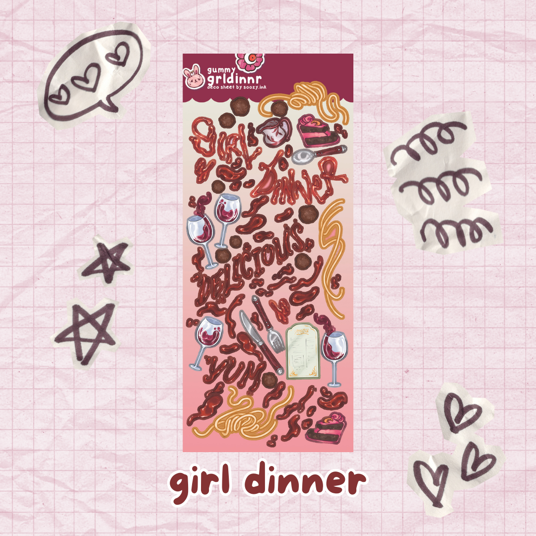 Girl Dinner Deco Sticker Sheets
