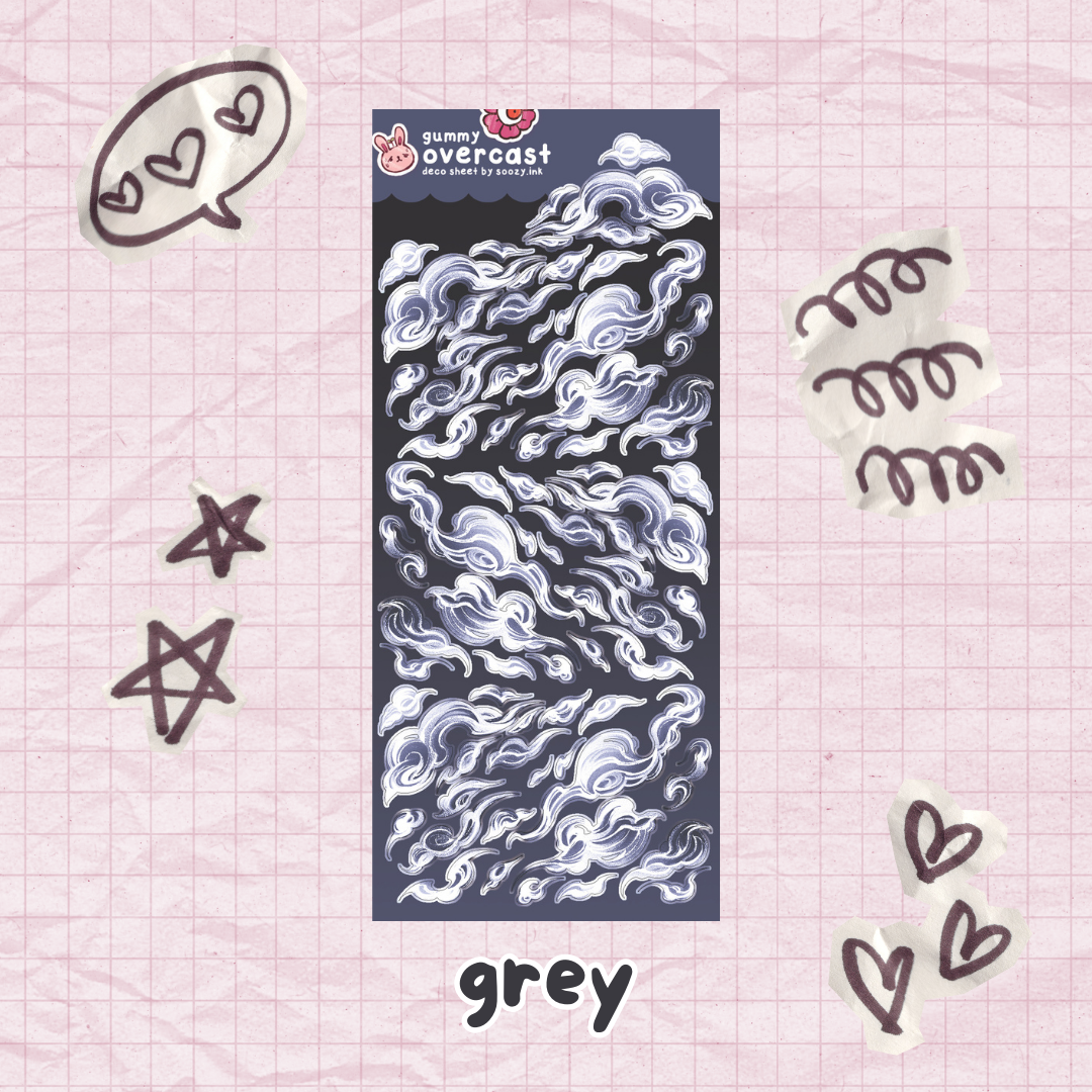 "Overcast" Clouds  Deco Sticker Sheets