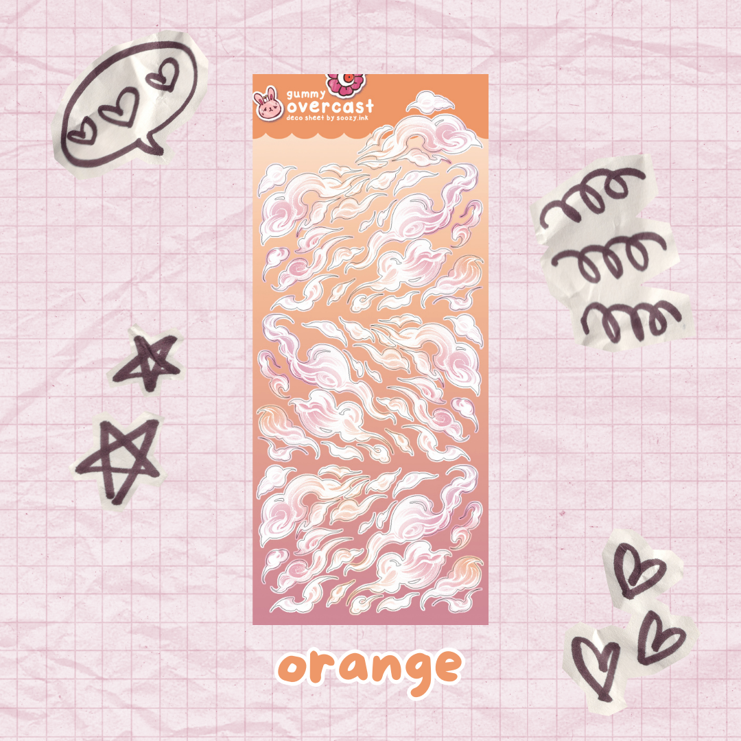 "Overcast" Clouds  Deco Sticker Sheets