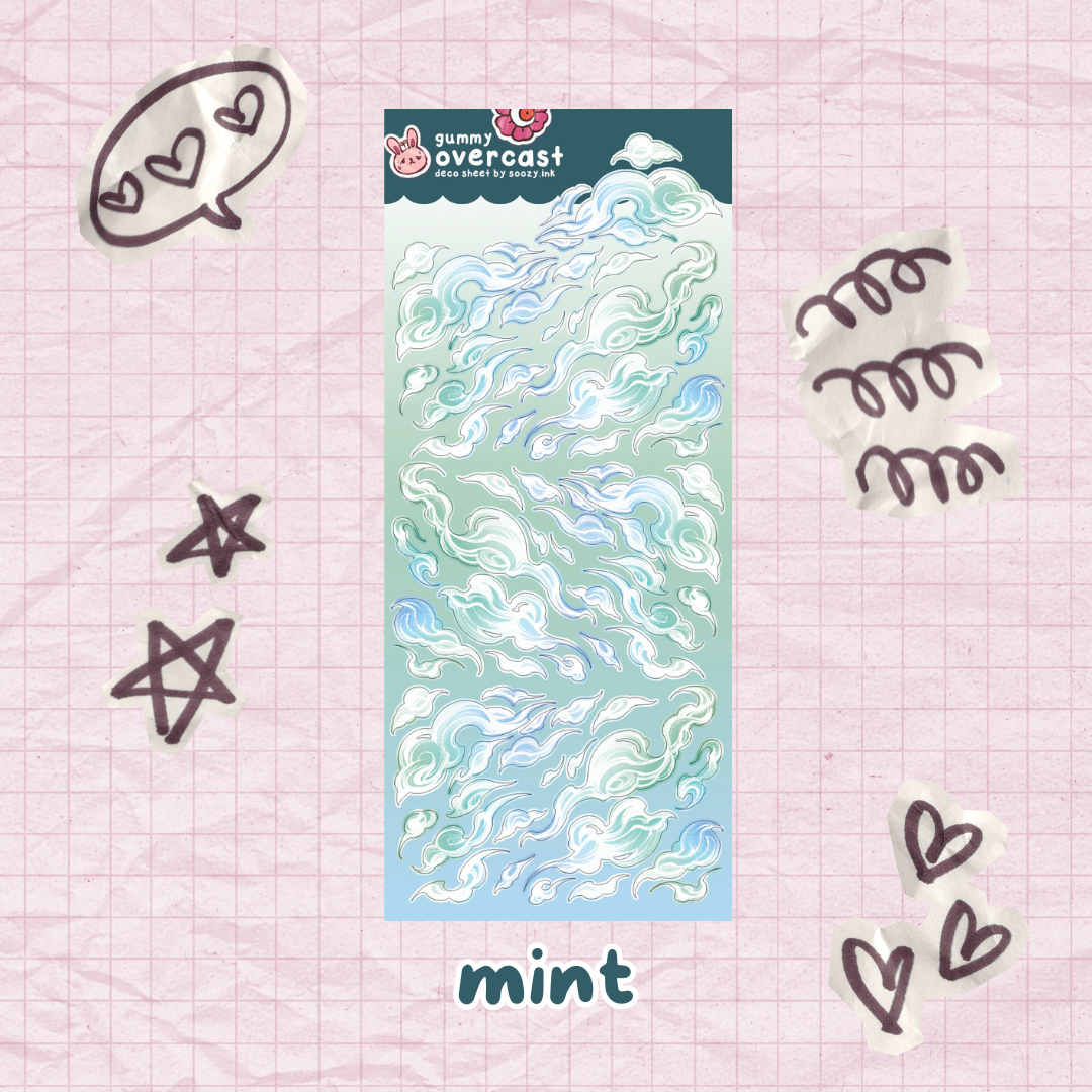 "Overcast" Clouds  Deco Sticker Sheets