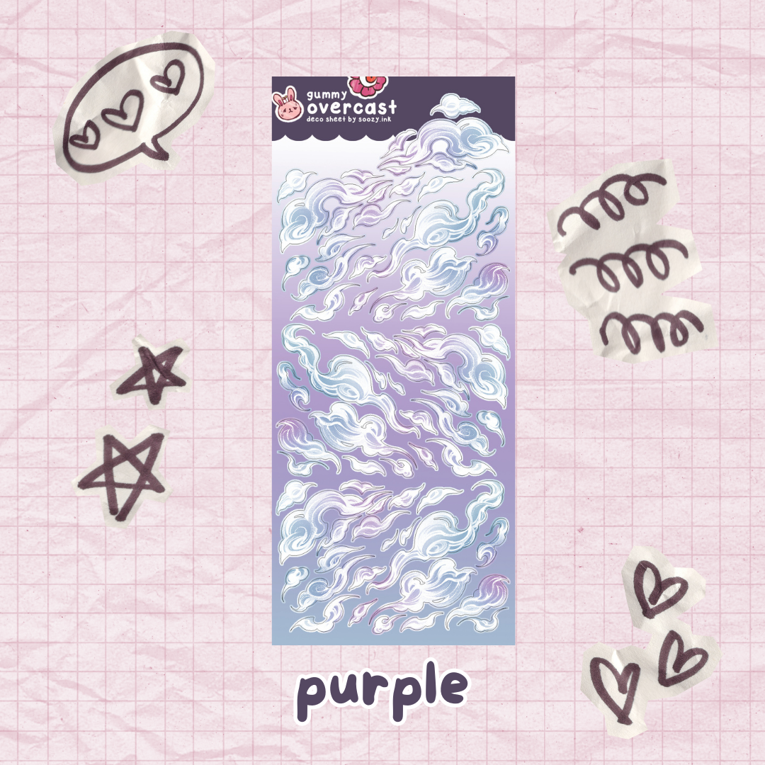 "Overcast" Clouds  Deco Sticker Sheets