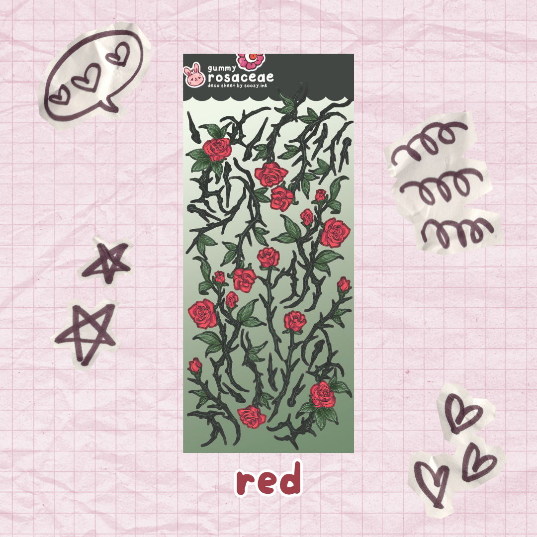 "Rosaceae" Thorny Roses Deco Sticker Sheets