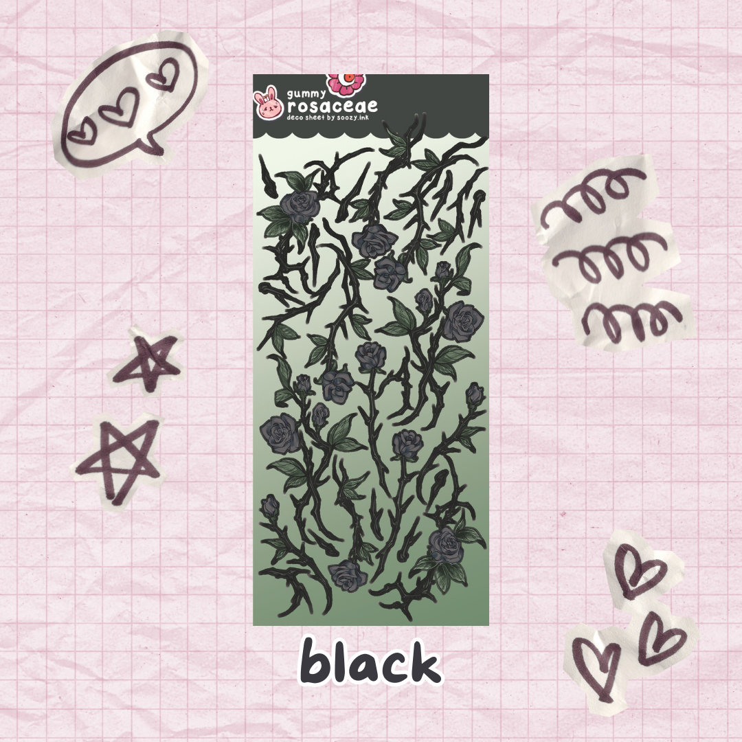 "Rosaceae" Thorny Roses Deco Sticker Sheets